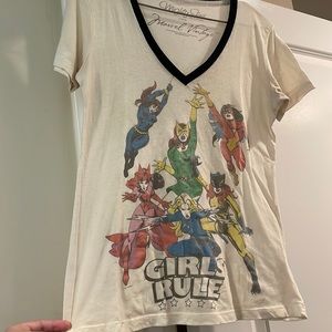 Mighty Fine Marvel Vintage Girls Rule V Neck Size M
